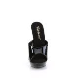 Kunstleer 15 cm SULTRY-601 Zwarte mules hoge hakken