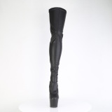 Kunstleer 18 cm ADORE-3850 Zwarte overknee laarzen met veters
