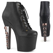 Kunstleer 18 cm HEX-1005 enkellaarzen high heels met schedel hakken