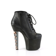 Kunstleer 18 cm HEX-1005 enkellaarzen high heels met schedel hakken