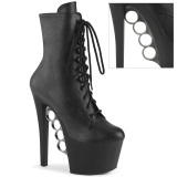 Kunstleer 18 cm KNUCKS-1020 enkellaarzen high heels met boksbeugels hakken