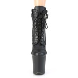 Kunstleer 20 cm FLAMINGO-800-05 veterboots met plateau en hakken in zwart