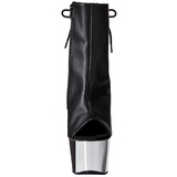 Kunstleer Zwart 18 cm Pleaser ADORE-1018 Chroom Plateau Enkellaarzen