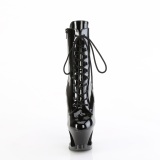 Lak 18 cm MOON-1020DIA veterboots met plateau en hakken in zwart