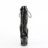 Lak 18 cm MOON-1020SK veterboots met plateau en hakken in zwart