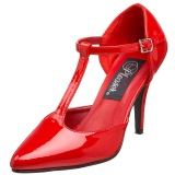 Lakleer 10 cm VANITY-415 pleaser t-strap pumps - t-bandje hakken rood