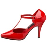 Lakleer 10 cm VANITY-415 pleaser t-strap pumps - t-bandje hakken rood