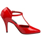 Lakleer 10 cm VANITY-415 pleaser t-strap pumps - t-bandje hakken rood