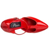 Lakleer 10 cm VANITY-415 pleaser t-strap pumps - t-bandje hakken rood