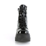 Lakleer 11,5 cm SHAKER-52 demoniacult sleehakken boots met plateau zwart
