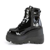 Lakleer 11,5 cm SHAKER-52 demoniacult sleehakken boots met plateau zwart