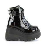 Lakleer 11,5 cm SHAKER-52 demoniacult sleehakken boots met plateau zwart