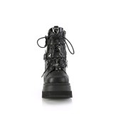 Lakleer 11,5 cm SHAKER-66 demonia sleehakken boots met plateau zwart