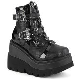 Lakleer 11,5 cm SHAKER-66 demoniacult sleehakken boots met plateau zwart