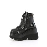 Lakleer 11,5 cm SHAKER-66 demoniacult sleehakken boots met plateau zwart