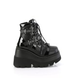 Lakleer 11,5 cm SHAKER-66 demoniacult sleehakken boots met plateau zwart