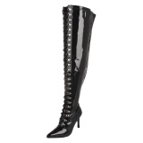 Lakleer 13 cm DOMINA stretch wijde schacht overknee laarzen brede schacht