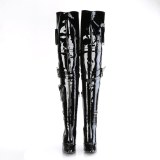 Lakleer 13 cm SEDUCE-3019 overknee laarzen voor mannen en drag queens in zwart