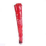 Lakleer 13 cm SEDUCE-3024 Rode overknee laarzen met veters