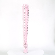 Lakleer 13 cm SEDUCE-3024 Roze overknee laarzen met veters