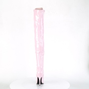 Lakleer 13 cm SEDUCE-3024 Roze overknee laarzen met veters