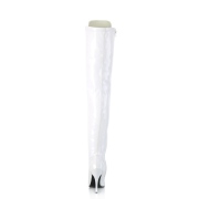 Lakleer 13 cm SEDUCE-3024 Witte overknee laarzen met veters