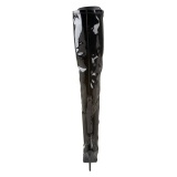 Lakleer 13 cm SEDUCE-3024 Zwarte overknee laarzen met veters