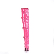 Lakleer 13 cm SEDUCE-3028 Fuchsia overknee laarzen met veters