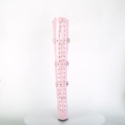Lakleer 13 cm SEDUCE-3028 Roze overknee laarzen met veters