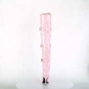 Lakleer 13 cm SEDUCE-3028 Roze overknee laarzen met veters