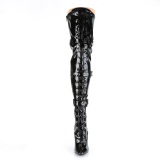 Lakleer 13 cm SEDUCE-3028 Zwarte overknee laarzen met veters