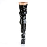 Lakleer 13 cm SEDUCE-3028 Zwarte overknee laarzen met veters