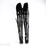 Lakleer 13 cm SEDUCE-3080 overknee laarzen voor mannen en drag queens in zwart