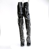 Lakleer 13 cm SEDUCE-3082 overknee laarzen voor mannen en drag queens in zwart