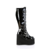 Lakleer 14 cm demonia stretch wijde schacht plateaulaarzen brede schacht