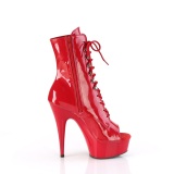 Lakleer 15 cm DELIGHT-1021 open teen platform boots met hak rood