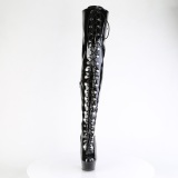 Lakleer 15 cm DELIGHT-3022 Zwarte overknee laarzen met veters