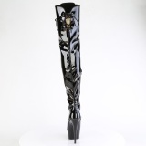 Lakleer 15 cm DELIGHT-3022 Zwarte overknee laarzen met veters