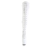 Lakleer 15 cm DELIGHT-3022 witte overknee laarzen met veters