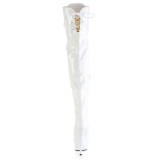 Lakleer 15 cm DELIGHT-3022 witte overknee laarzen met veters