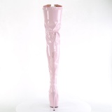 Lakleer 15 cm DELIGHT-3027 Roze overknee laarzen met veters