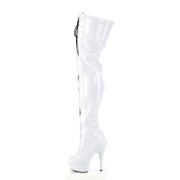 Lakleer 15 cm DELIGHT-3027 Witte overknee laarzen met veters