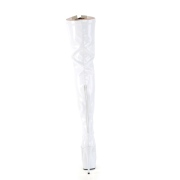 Lakleer 15 cm DELIGHT-3027 Witte overknee laarzen met veters