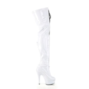 Lakleer 15 cm DELIGHT-3027 Witte overknee laarzen met veters