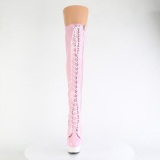 Lakleer 15 cm DELIGHT-3029 Roze overknee laarzen met veters