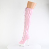 Lakleer 15 cm DELIGHT-3029 Roze overknee laarzen met veters