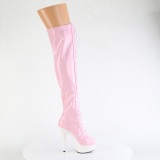 Lakleer 15 cm DELIGHT-3029 Roze overknee laarzen met veters