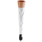 Lakleer 15 cm DELIGHT-3029 witte overknee laarzen met veters