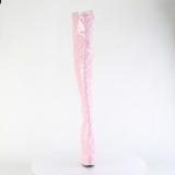 Lakleer 15 cm DELIGHT-3063 Roze overknee laarzen met veters