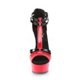 Lakleer 15 cm DELIGHT-663 T-Strap pleaser hoge hakken met plateau